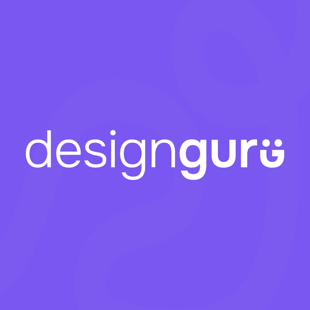 Full service 3 The image showcases the text designguru, featuring a stylized smiley face cleverly integrated into the word guru on a purple background, embodying the essence of unlimited graphic design.